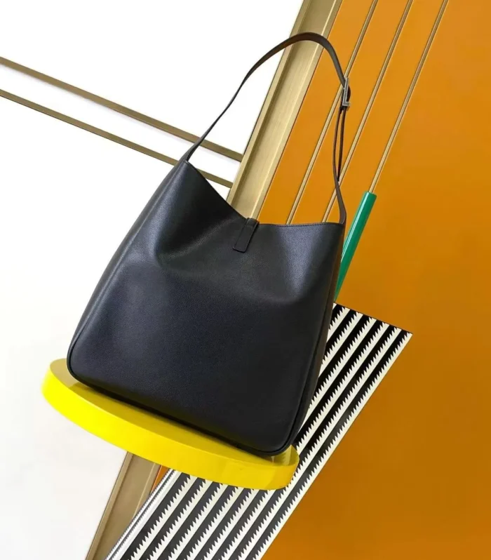 YSL Premium Black Leather Shoulder Bag