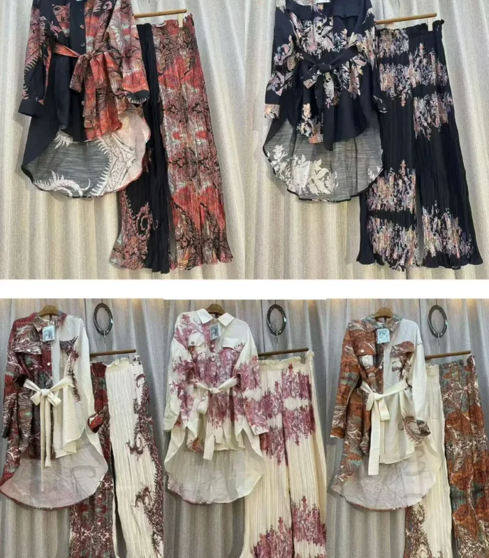 Elegant Cotton Pleated 2 Piece Dress