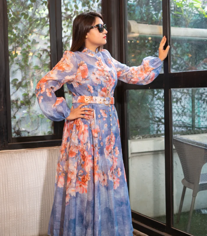 Premium Belted Long Gown