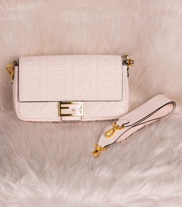 Fendi First Copy White Leather Bag