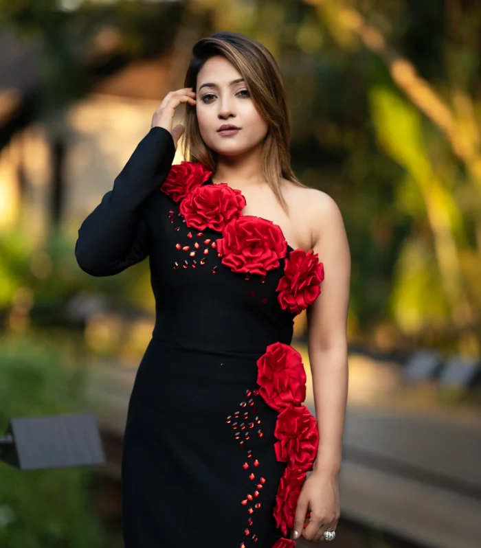 Elegant Black Rose  Bodycon